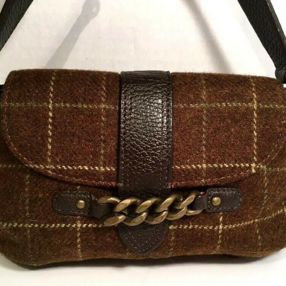 J. Crew Small Brown Wool Chain Strap Handbag